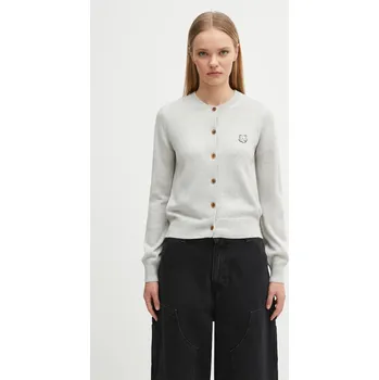 Dámský svetr Vlněný kardigan Maison Kitsuné Bold Fox Head Patch Regular Cardigan, S, šedá, 09X