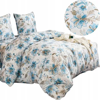 Povlečení Povlečení 200x220 Sada 3 dílná 3D Modré Květiny Vzor