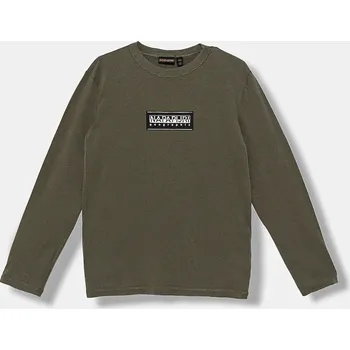 Chlapecké oblečení Dětské bavlněné tričko s dlouhým rukávem Napapijri S-CHAMOIS NP0A4HYKG0A1.134.172 zelená 87X, vel. 146-152