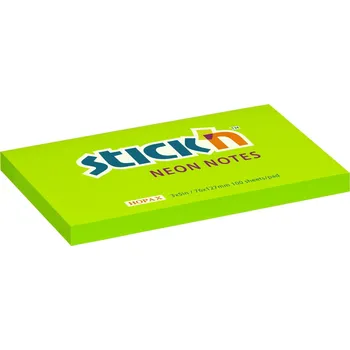 Samolepící bloček Samolepicí bloček Stick'n by Hopax - 76 x 127 mm, neonově zelený, 100
