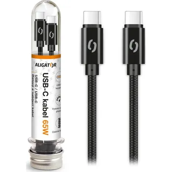 Datový kabel Aligator TUBA 65W, USB-C/USB-C 1 m černý DAKT010