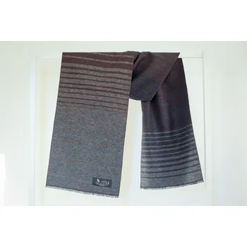 Šála Šála z česaného hedvábí hnědo-šedá se vzorem, HEDVÁBNÝ SVĚT