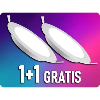 LED panel LED vestavěný panel s napájecím zdrojem 6W, 660lm, kulatý, 1+1 zdarma! Neutrální bílá