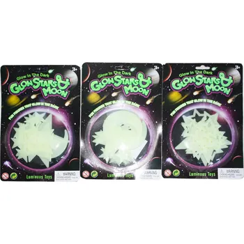 Samolepící dekorace Svítící plastová dekorace - MĚSÍC A HVĚZDY - 3 druhy (1 ks)