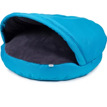 Pelíšek pro psa Iridog Pelech pro psa DONUTS kapsa no.3 tyrkysový s šedou chlupatinou 100 x 10 cm