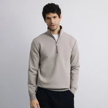 Pánská mikina Reserved - Hladká mikina se stojáčkem - světle šedá - 382HM-09X - 382HM-09X-XXL