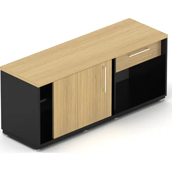 Zásuvkový kontejner Komoda kancelářská EPIC, policová s 1 zás. a dvířky, délka 140cm, 45cm hloubka, P (Kancelářská komoda EPIC, 45cm hloubka, délka 140cm, P,policová s 1 zás. a dvířky)