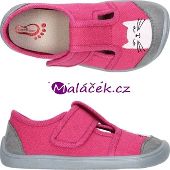 Dívčí obuv 3F BAREFOOT Bačkory 3BE3/13 růžové s kočičkou