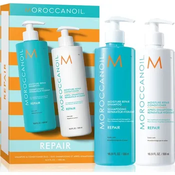 Moroccanoil Repair Moroccanoil Repair šampon pro poškozené, chemicky ošetřené vlasy 500 ml + Moroccanoil Repair kondicionér pro poškozené, chemicky ošetřené vlasy 500 ml kosmetická sada
