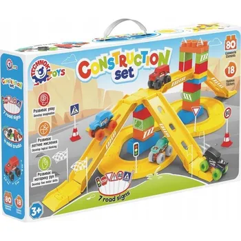 ostatní stavebnice Stavebnice TechnoK ZÁVODNÍ DRÁHA + 4 nákladní auta, 80 dílů