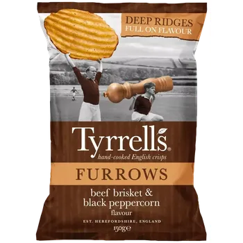 Chips Tyrrells brambůrky s příchutí hovězího hrudí a černého pepře 150 g