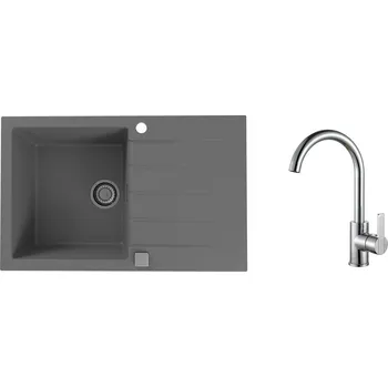 Granitový dřez Alveus SET CADIT 20 beton + BATERIE TONIA Chrom + dárek + 5 % sleva v košíku s kódem SLEVA5