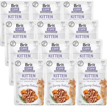 Krmivo pro kočku BRIT CARE Cat Pouches Kitten Fillets in Jelly with Savory Salmon 12x85g
