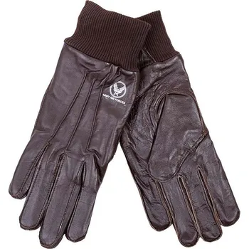 Rukavice Rukavice kožené pilotní Air Force s nápletem HNĚDÉ vel.M