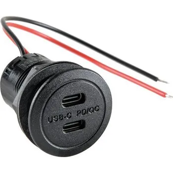 Elektrická zásuvka Zapuštěná zásuvka Pro Car 2 x USB-C 12/24 V DC s měničem napětí