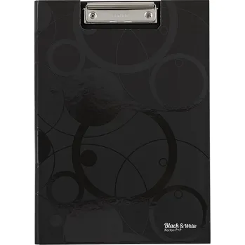 Psací podložka Podložka s klipem A4 uzavíratelná, dvojdesky, Black&White, lamino, černá