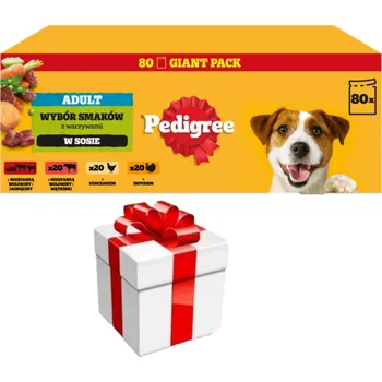 Krmivo pro psa PEDIGREE® Adult Mokré krmivo pro dospělé psy, Výběr chutí v omáčce, 80 x 100 g + překvapení pro psa ZDARMA