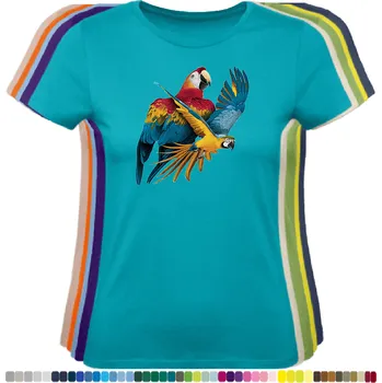 Dámské tričko damske-levne-bavlnene-tricko-digitalni-potisk-let-papousku Barva: Emerald - Smaragdové, velikost: XS