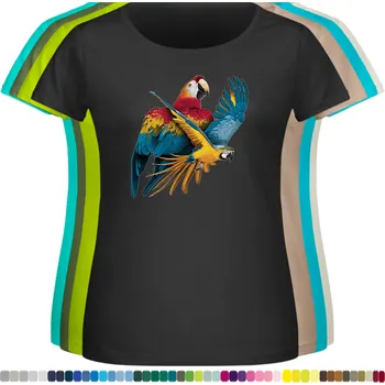 Dámské tričko damske-levne-bavlnene-tricko-digitalni-potisk-let-papousku Barva: Black -černá, velikost: 5XL