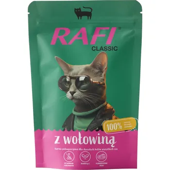 Krmivo pro kočku 10x100g Rafi Cat Classic - hovězí