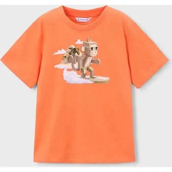 Dětské bavlněné tričko Mayoral 3077.5H.Mini.PPY2 oranžová 23X, vel. 134