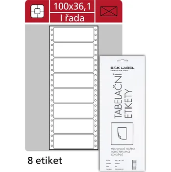 Samolepící etiketa Tabelační etikety S&K Label - jednořadé, 100 x 36,1 mm, 200 ks
