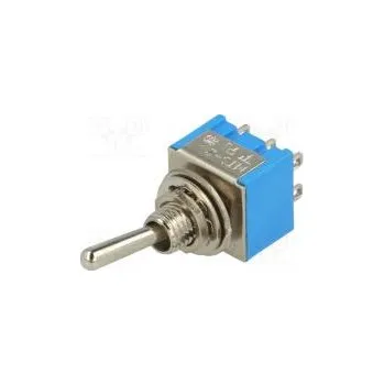 vypínač Přepínač páčkový Polohy 2 DPDT ON-ON 3A/250VAC Výv pájecí