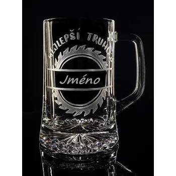 Sklenice půllitr pro truhláře, nejlepší truhlář - ručně ryté (broušené)