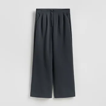 Dámské kalhoty Reserved - Kalhoty se sklady - tmavě šedá - 911HS-90X - 911HS-90X-S