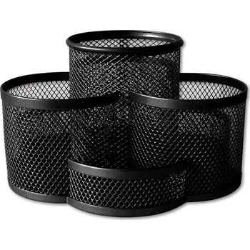 Drátěný stojánek na tužky otočný - černý