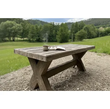 Zahradní sestava PROFIBA Betonový stůl Blansko 200 cm - imitace dřeva