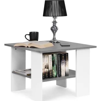 Konferenční stolek Moderní čtvercový stůl v bílé a šedé barvě