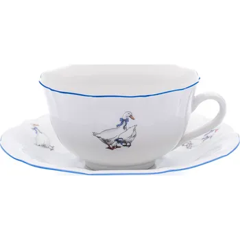 Český porcelán, a.s., Dubí Šálek s podšálkem, 0,20 l, husy, Český porcelán