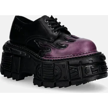 Dámské polobotky Kožené polobotky New Rock NOMADA LILA, BOX PLANE, CRUST NEGRO M.TANK1553.C16 černá 99X, EUR 39