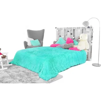 deka Chlupatá plyšová deka tyrkysové barvy 150 x 200 cm