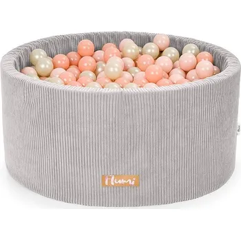 Dětský bazének Flumi Bazének s míčky 200 ks manšestr šedý, broskvové míčky