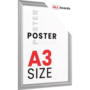 Kancelář Allboards Plakátový rám A3 – Uzamykatelný stříbrný Klip rám FRAME_A3S