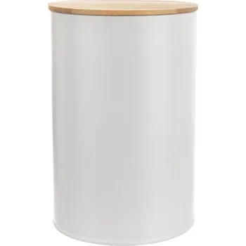 Dóza na potraviny Nádoba na potraviny kovová bílá s bambusovým víkem WHITELINE 1,3 l