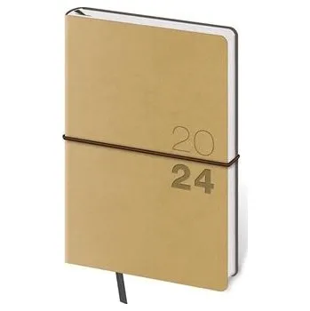 Diář Týdenní kapesní diář 2024 Flexio - světle hnědý, s