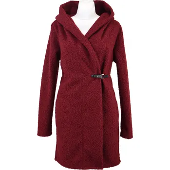Dámský kabát Kabát se sponou - buklé - vínový Velikost: S