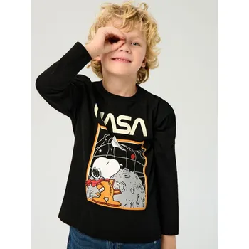 Chlapecké spodní prádlo Sinsay - Bavlněná košilka s potiskem NASA Peanuts - černá - 062FC-99X - 062FC-99X-128