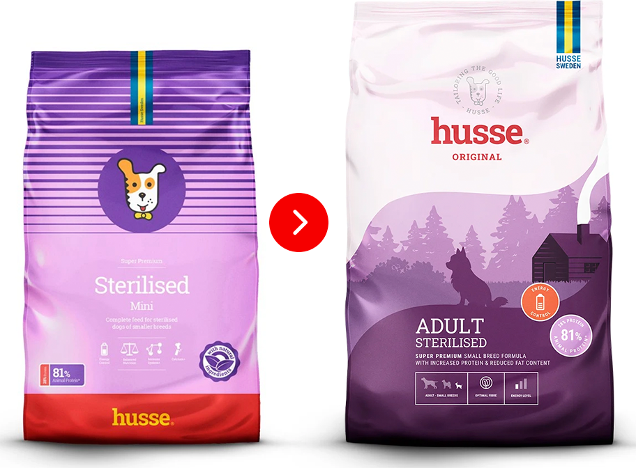 Husse Adult Sterilised pro malá plemena, 2 kg (dříve Sterilised Mini) | Granulované krmivo pro kastrované a sterilizované psy malých plemen