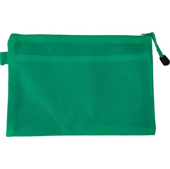 Obálka Průhledný PVC obal Mariah A6 na dokumenty a psací potřeby, přepážka uvnitř, zelený