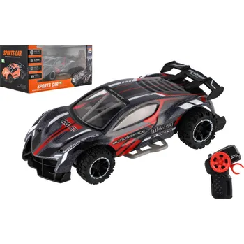plyšák Auto RC sportovní plast 2,4GHz 20cm na baterie šedo-červené v krabici 24x12x14cm