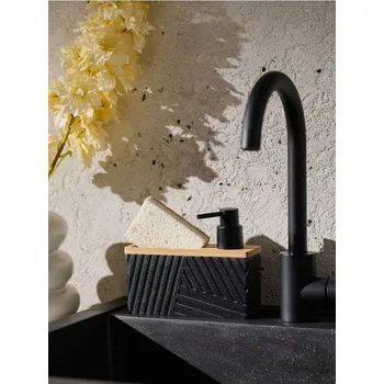 Dávkovač mýdla Sinsay - Dávkovač na mýdlo s držákem na houbičku - černá - 902IL-99X - 902IL-99X-ONE