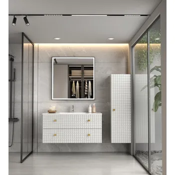 Zrcadlo Erga Samira, LED zrcadlo 80x80cm v černém rámu, 2415 lm, 3 barvy světla, přední/zadní osvětlení, ERG-V01-SAMIRA-8080-BK