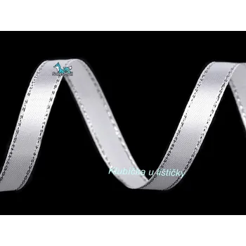 Stuha Atlasová stuha s lurexem 10mm návin 22,5m bílá