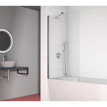 Aqualine Vanová zástěna 900x1500mm, chrom, čiré sklo