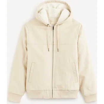 Pánská větrovka Celio Bunda sherpa s kapucí Fuhoodie 1126665 Smetanová L