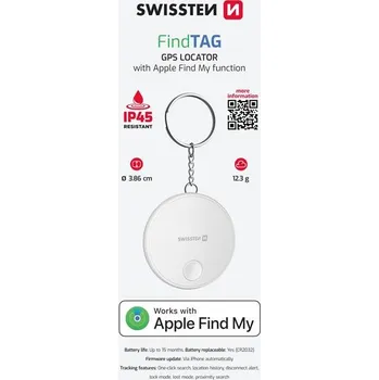 Lokátor Swissten find tag chytrý lokátor s funkcí Apple find my bílý